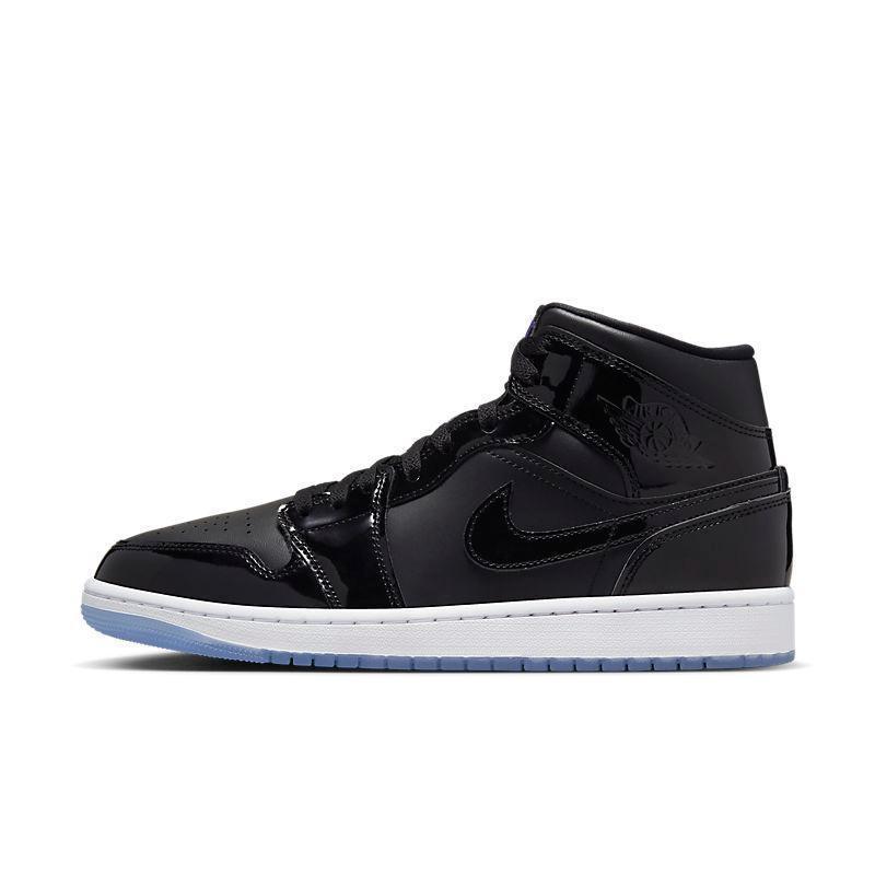 Air Jordan 1 Mid SE 'Space Jam' - Iconic Black Patent Leather Sneakers