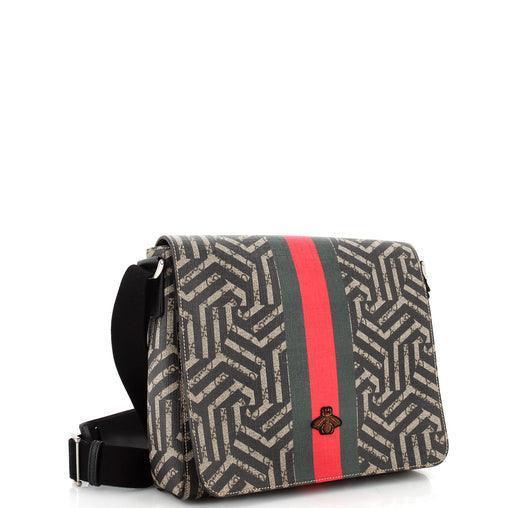 Gucci Bee Web Flap Messenger Bag Caleido GG Coated Canvas Medium
