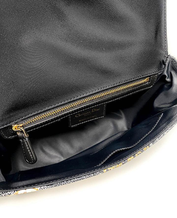Dior Messenger Bag Regular  Dior Messenger Bag Black calfskin, cotton canvas and linen with gold Magica print