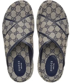 GUCCI SLIDE SANDAL " BEIGE BLUE "