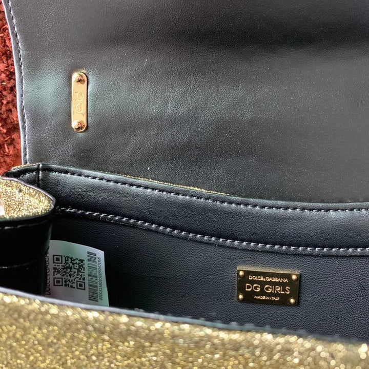Dolce & Gabbana Girls Baroque Logo Metallic Mini Crossbody Bag