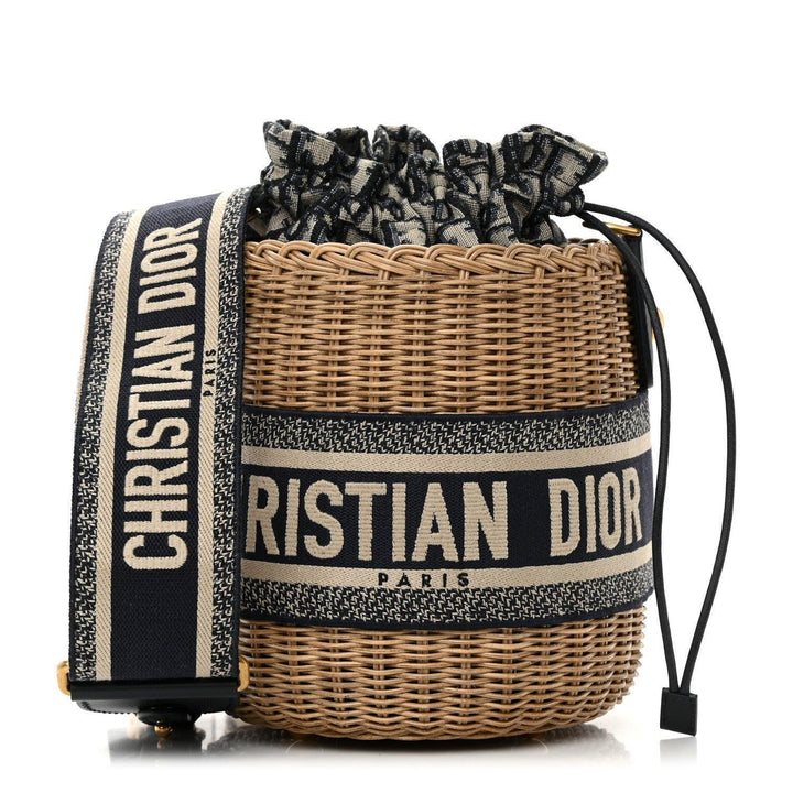 Christian Dior Wicker Oblique Drawstring Bucket Bag