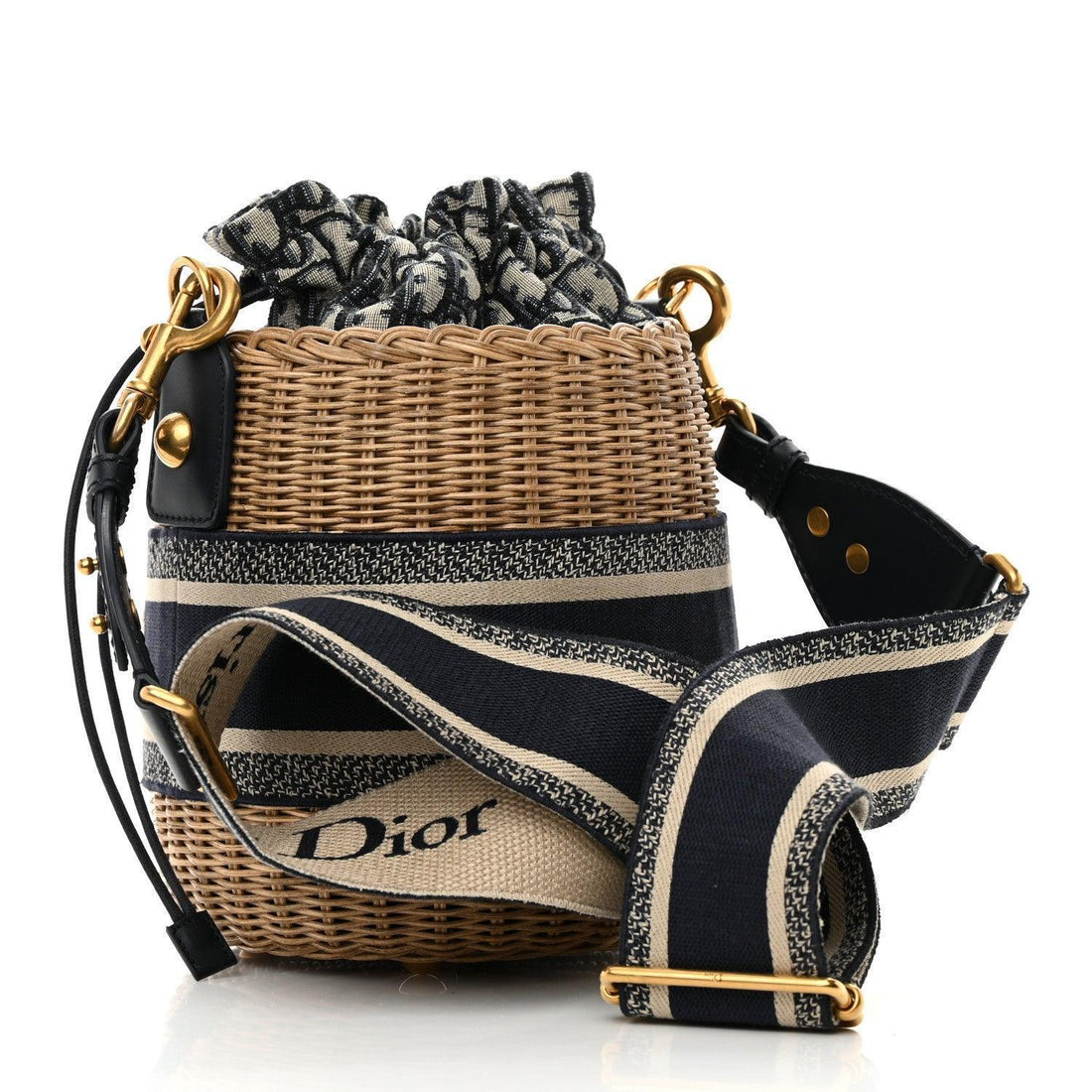 Christian Dior Wicker Oblique Drawstring Bucket Bag
