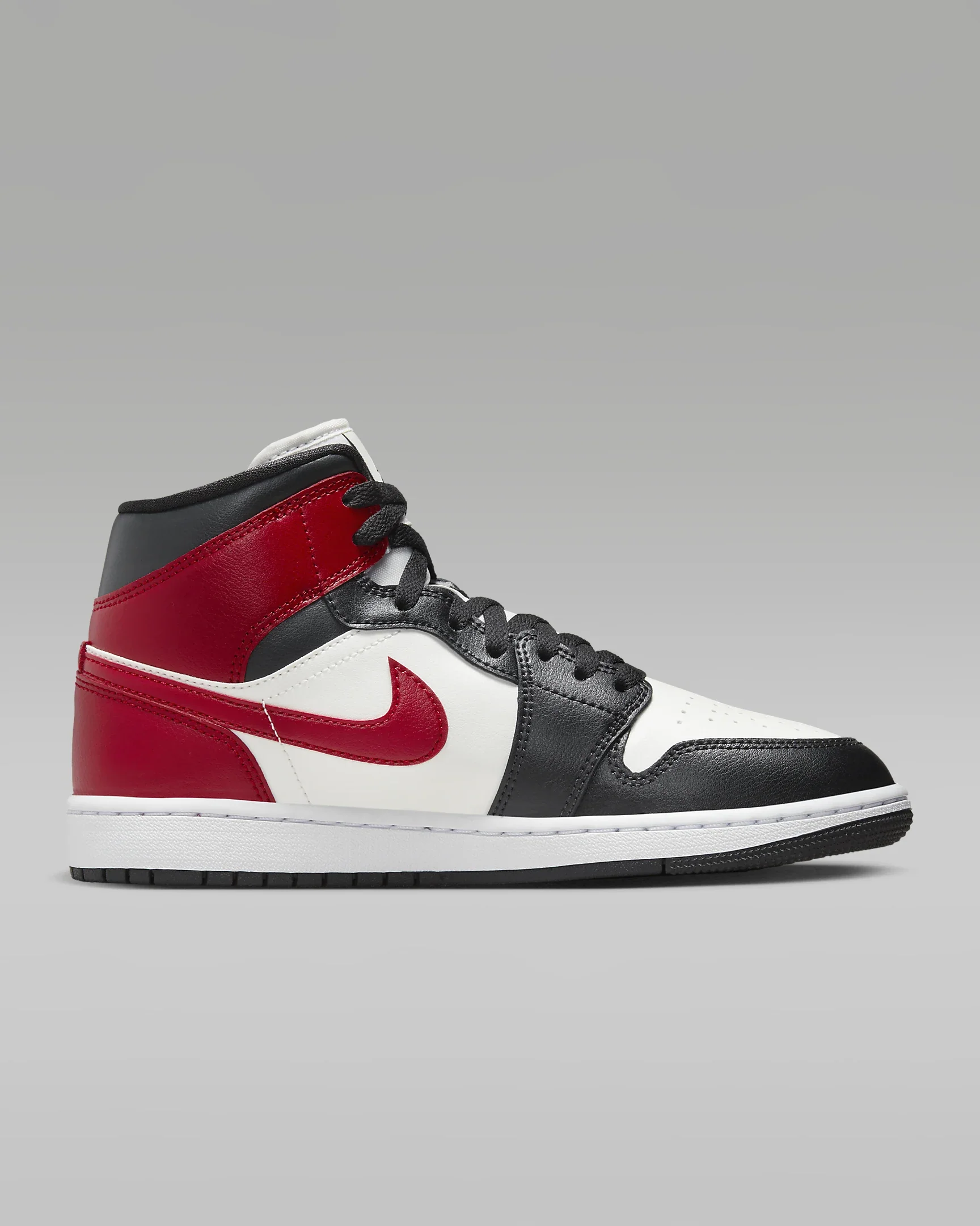 JORDAN 1 Mid Noir/White/Gym Red