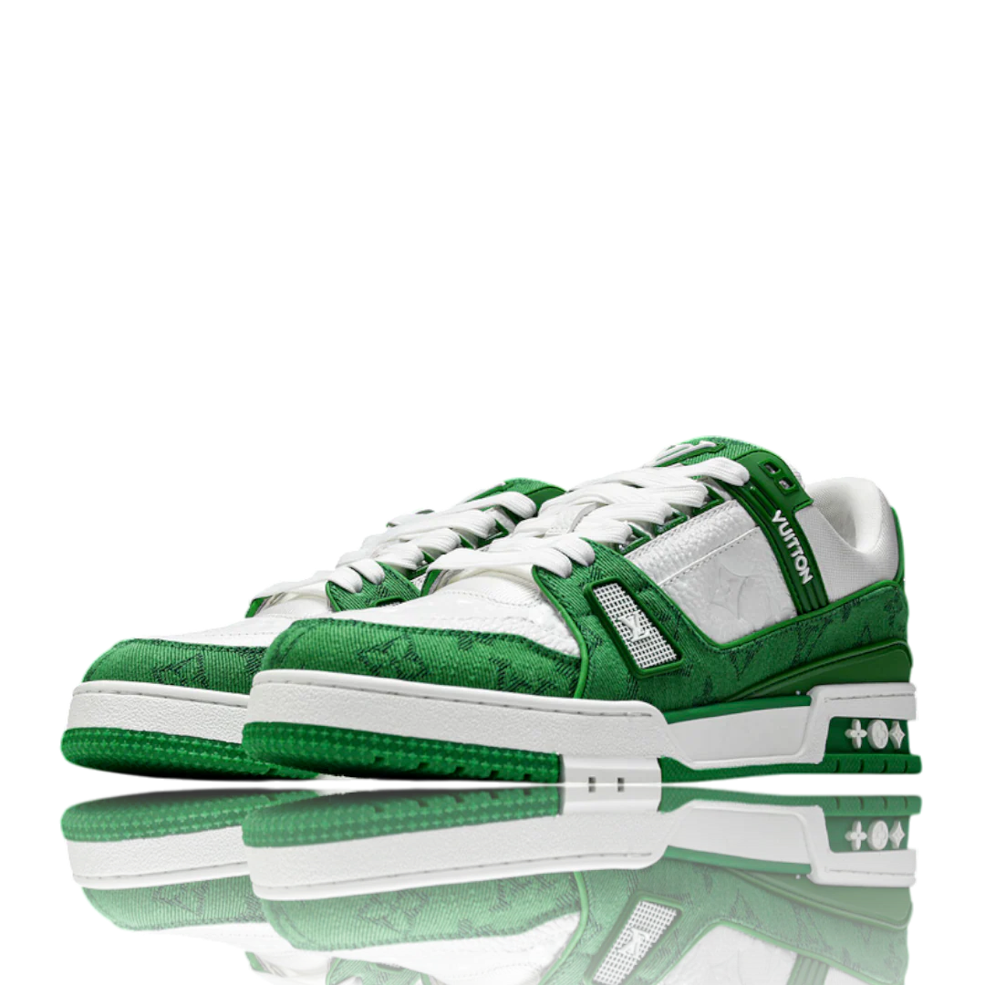 LOUIS VUITTОП TRAINER LOW 'MONOGRAM DENIM WHITE GREEN'