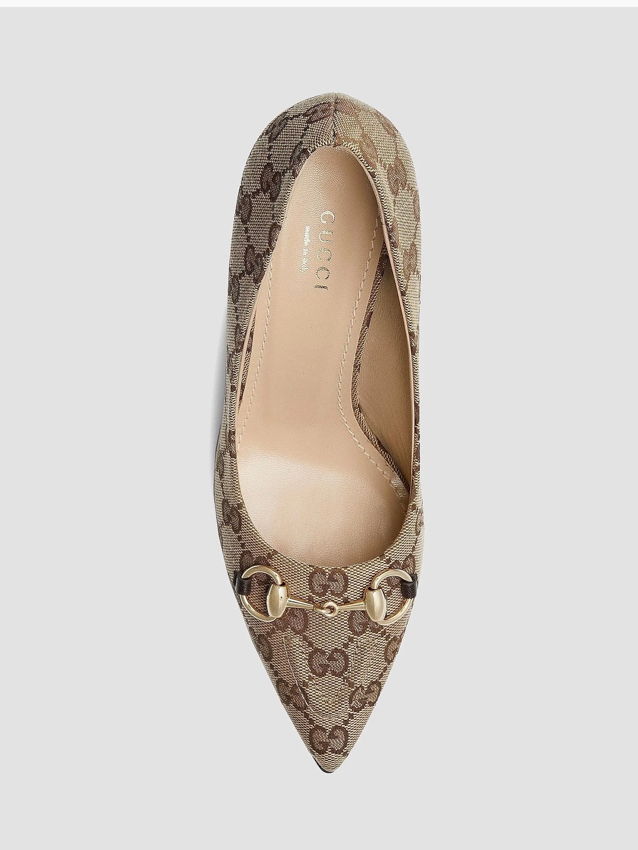 Gucci  Erin 85MM Horsebit GG Canvas Pumps