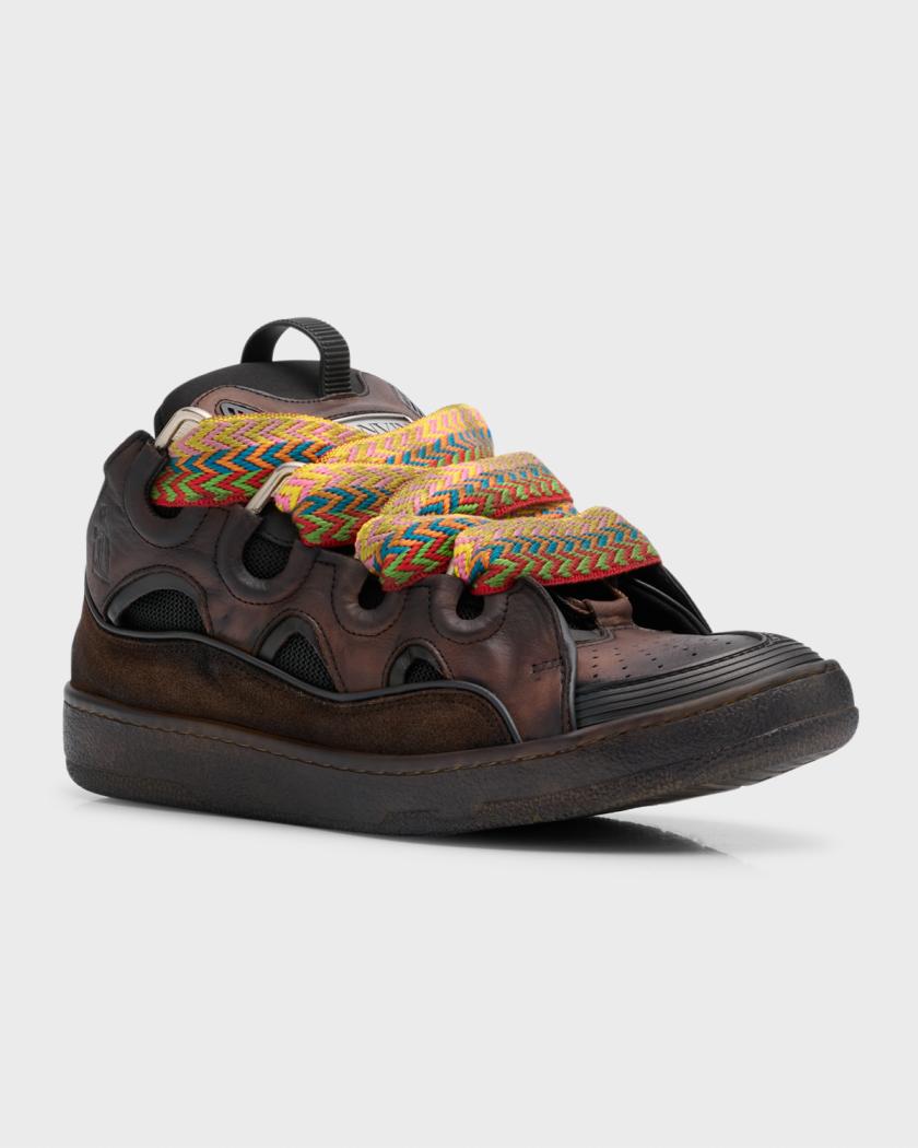Men's Curb Leather Low-Top Sneakers