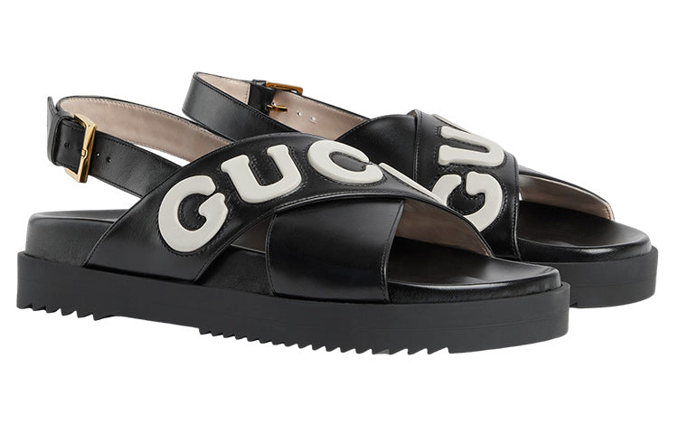 (WMNS) Gucci Sandal with Logo Script 'Black White' 738691-AAB3J-1363