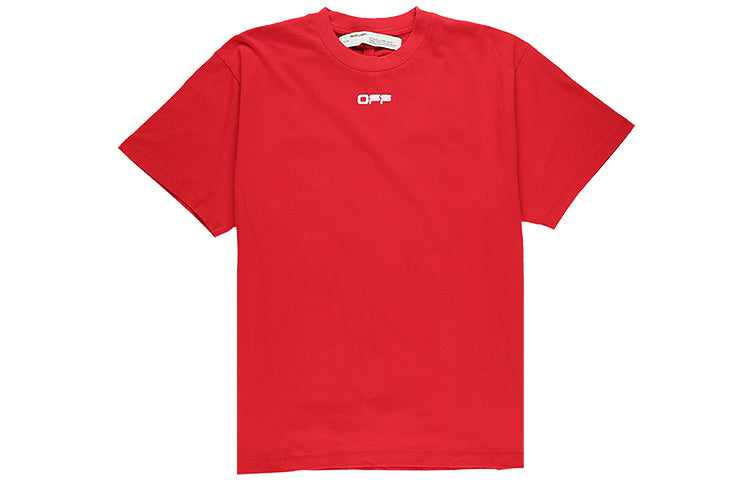 Off-White SS20 Airport Tape Print T-Shirt 'Red' OMAA038S201850032088