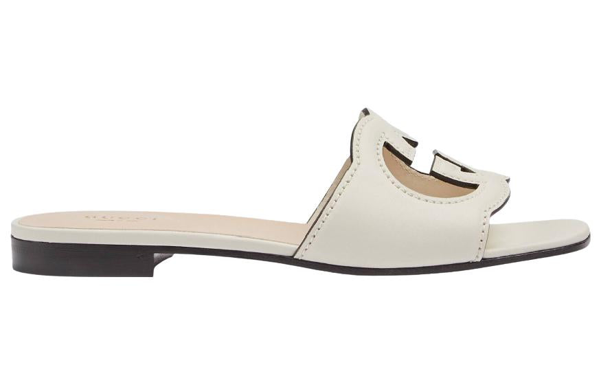 (WMNS) Gucci Interlocking G cut-out slide sandal 'White Leather' 694451-US000-9022