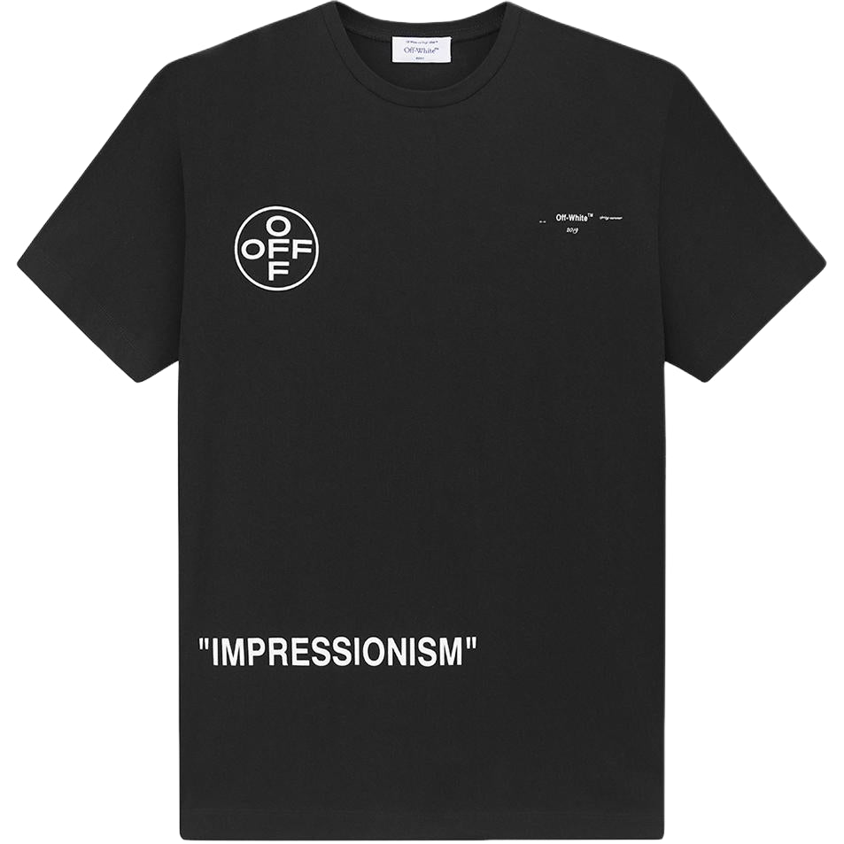 Men's Off-White Arrow Pattern Short Sleeve Loose Fit Black T-Shirt OMAA038R191850151028