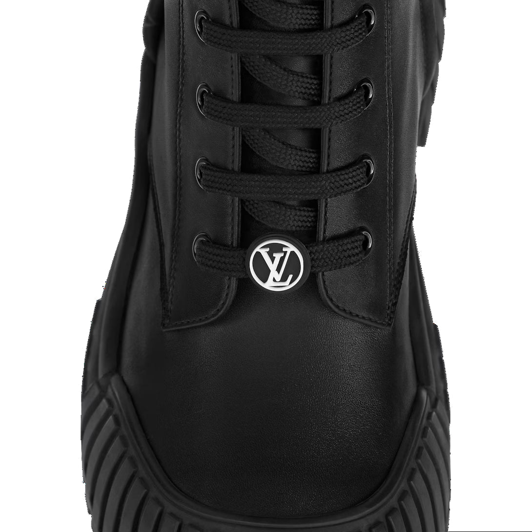 (WMNS) LOUIS VUITTON LV Circle Ruby Flat Ranger Boots 'Black with Brown Monogram' 1AB12T