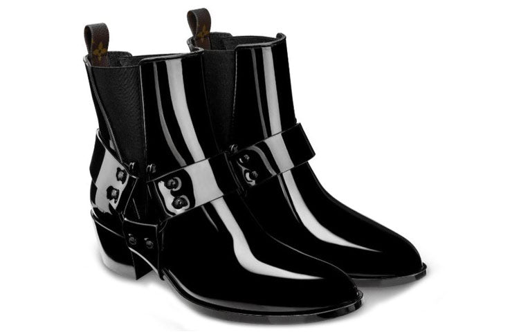 (WMNS) LOUIS VUITTON Rhapsody Ankle Boots 'Glossy Black Rubber' 1A66XV