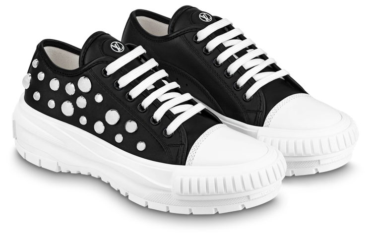 (WMNS) LOUIS VUITTON x YK Academy Sneakers 'Black with White Dots' 1AB9LU