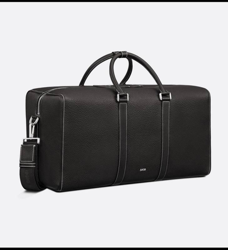 Dior Lingot 50 Duffle Bag In Black Grained Calfskin