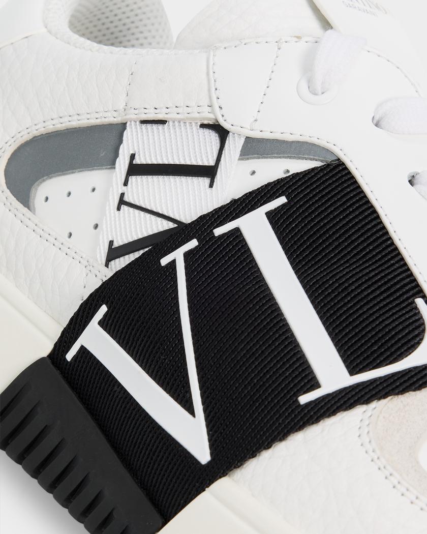 Men's VL7N Logo-Web Leather Sneakers