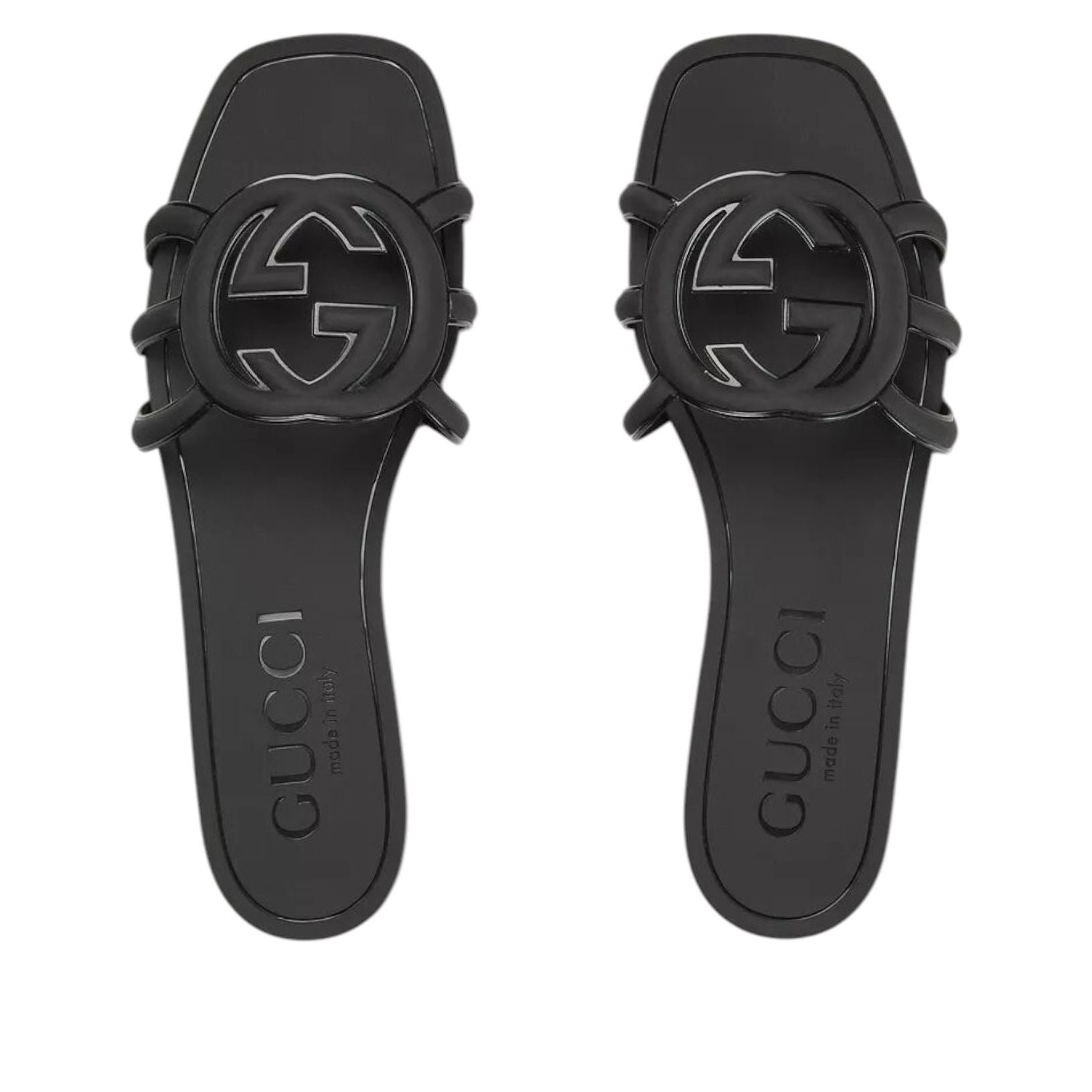 (WMNS) Gucci Interlocking G Slides 'Black Rubber' 780307-J8700-1000