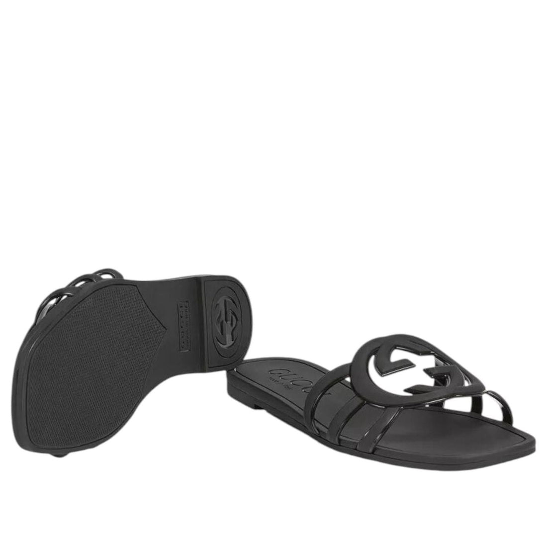 (WMNS) Gucci Interlocking G Slides 'Black Rubber' 780307-J8700-1000