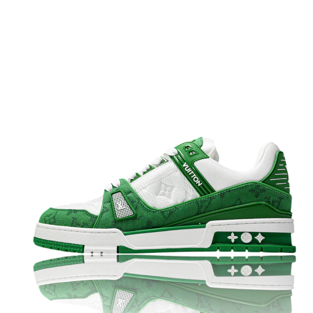 LOUIS VUITTОП TRAINER LOW 'MONOGRAM DENIM WHITE GREEN'