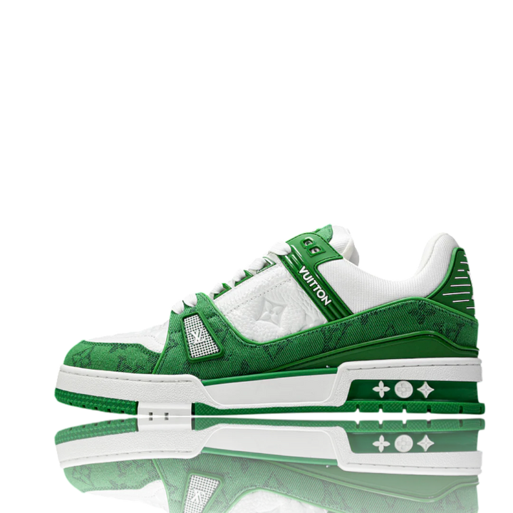LOUIS VUITTОП TRAINER LOW 'MONOGRAM DENIM WHITE GREEN'