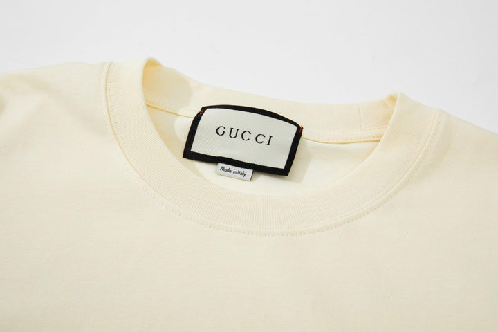 Gucci Beige Cotton T-Shirt - Luxury Casual Crew Neck (Men's)