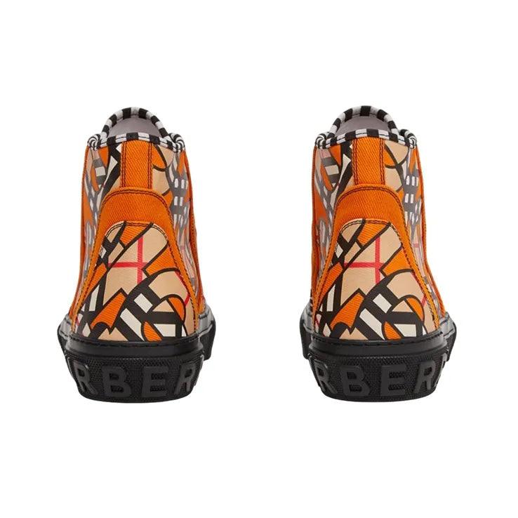 Burberry High Top Stylish Skateboarding Shoes 'Bright Orange'