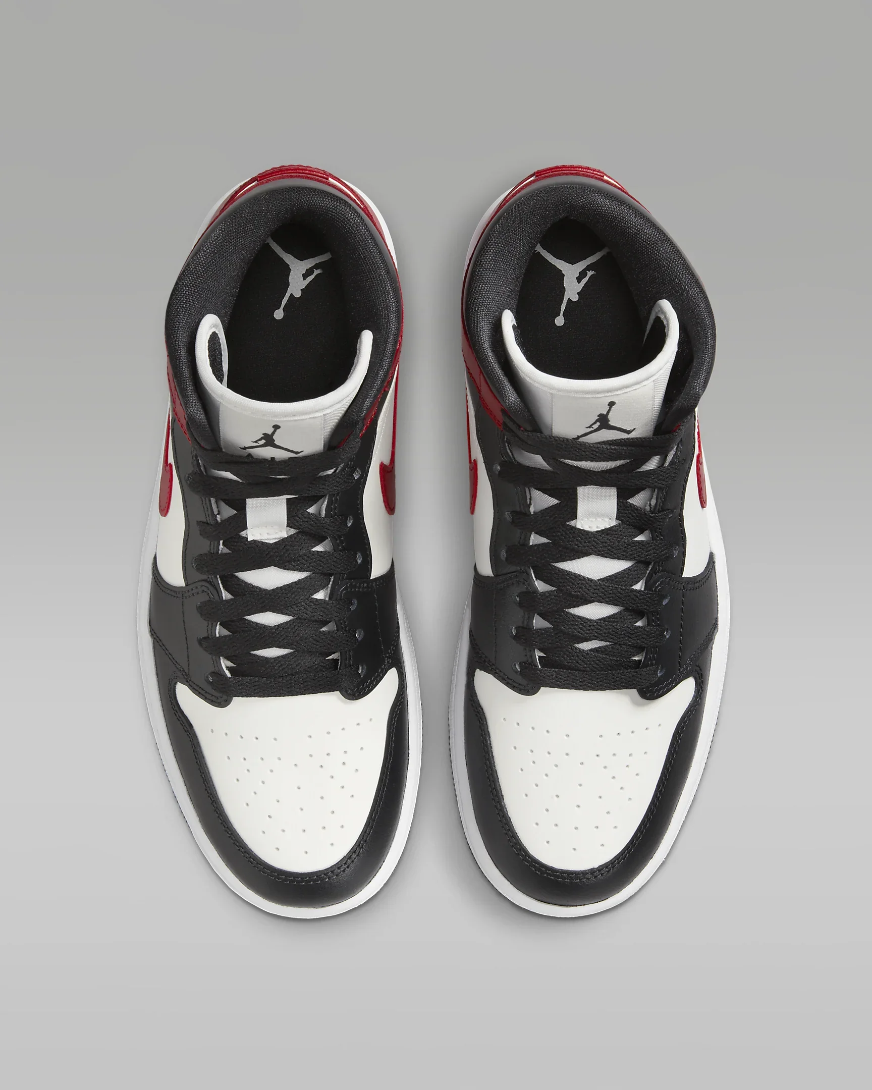 JORDAN 1 Mid Noir/White/Gym Red