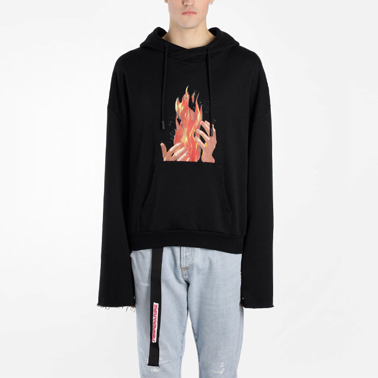 Men's Off-White Flame Printing Black OMBB025S181920781088