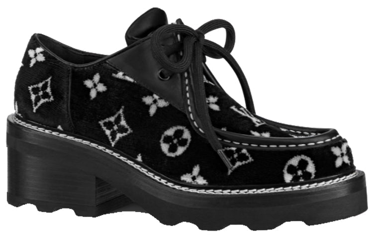 (WMNS) LOUIS VUITTON Beau Bourg Platform Shoes 'Black with White Monogram' 1A95Y9