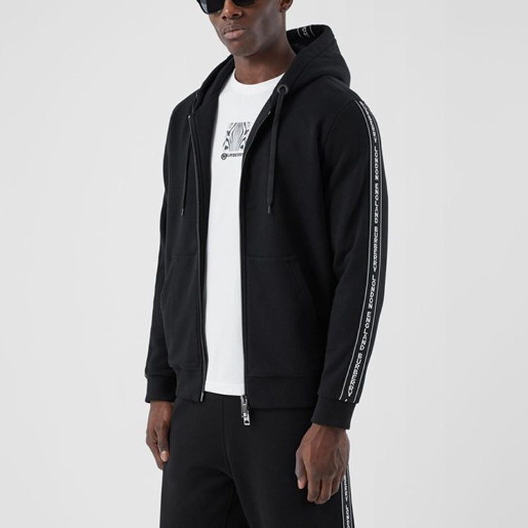 Burberry FW20 Logo Cotton hooded Zipper Sports Tops Black 80295271