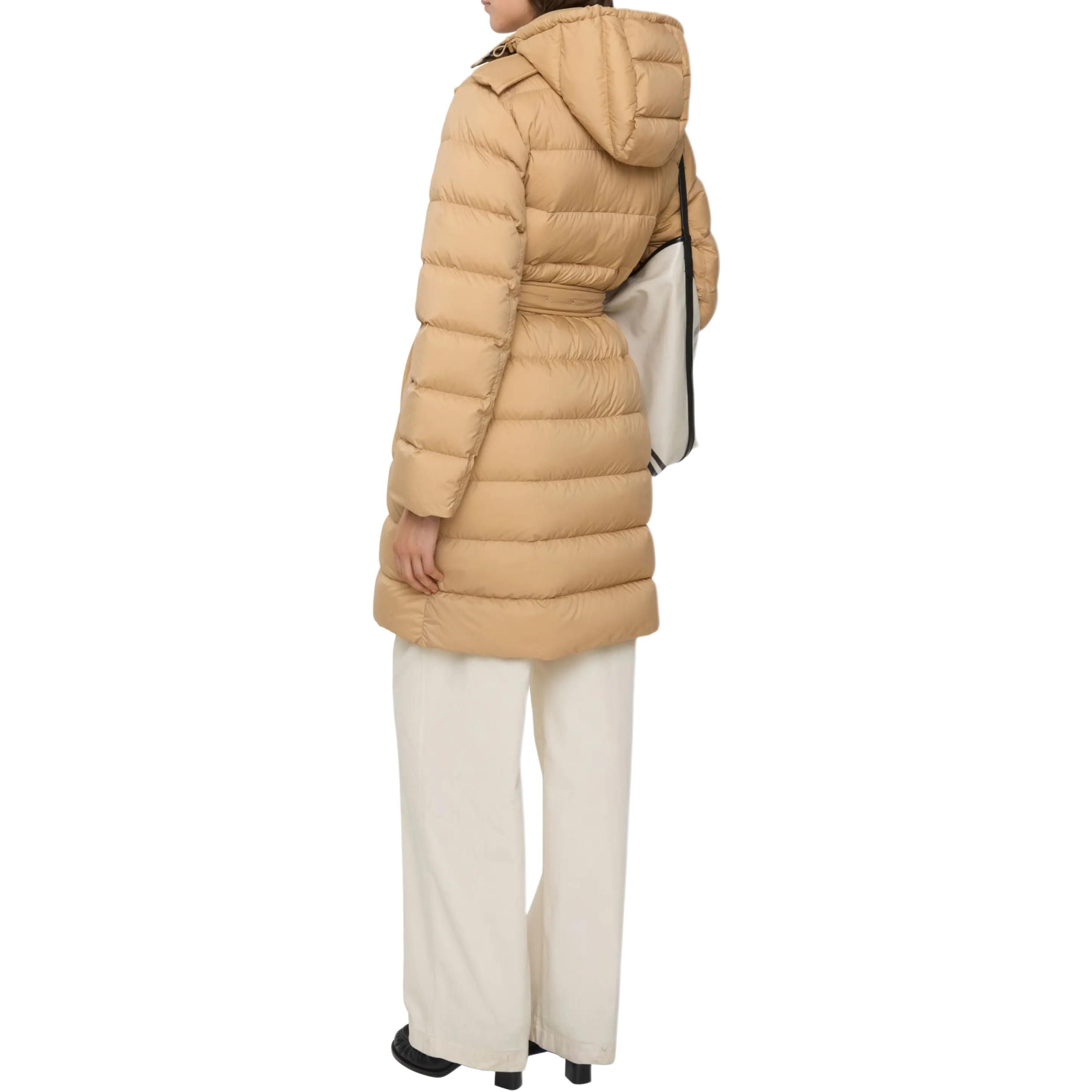 (WMNS) Burberry Double Breasted Belted Hooded Puffer Coat 'Beige' 81131751