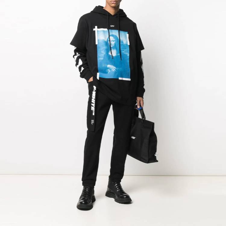 Men's Off-White SS21 Mona Lisa Printing Black OMBB051R21FLE0011001