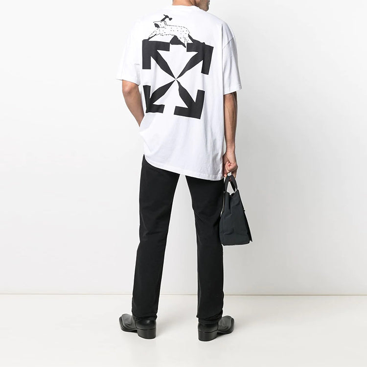 Off-White SS21 Mona Lisa Rubber Strap Printing Pullover Short Sleeve White OMAA038R21JER0110110