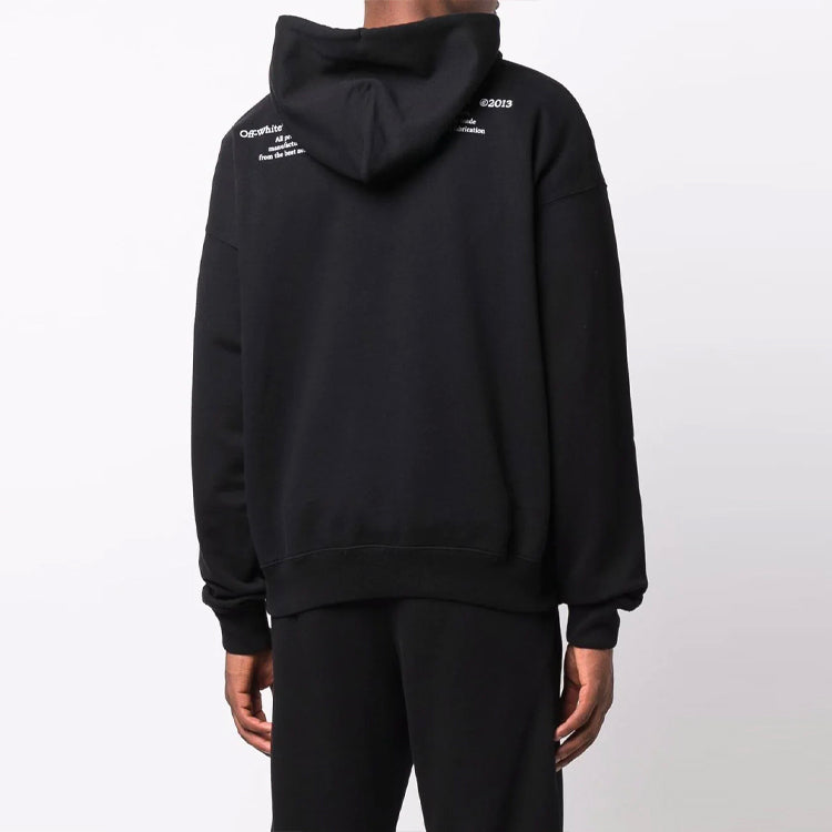 Off-White FW21 Pattern Alphabet Printing Drawstring Pullover Version Black OMBB085F21FLE0131084
