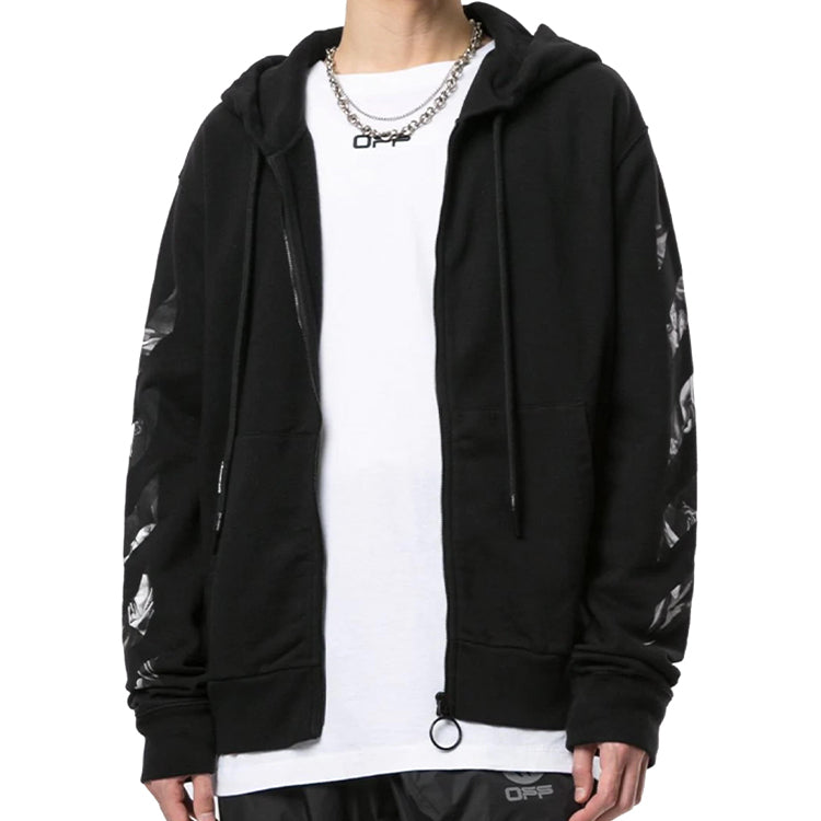 Off-White Caravaggio Square Slim Zip Hoodie 'Black/Multicolor' OMBE001S20E300051088