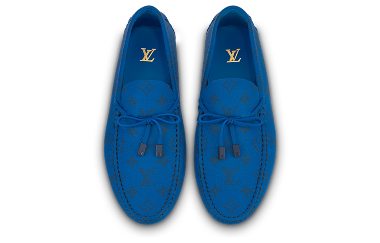 LOUIS VUITTON Driver Moccasin Shoes 'Blue Monogram' 1AAQ02
