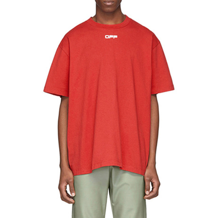 Off-White SS20 Airport Tape Print T-Shirt 'Red' OMAA038S201850032088