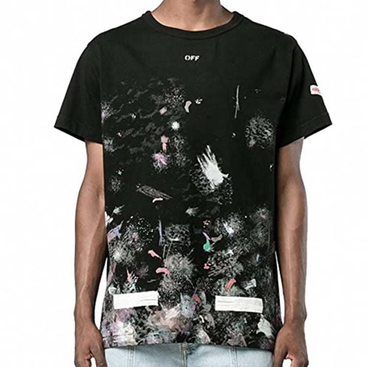 Off-White Splash Ink Short Sleeve Loose Unisex Black OMAA002F176200179901