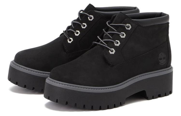 (WMNS) Timberland Stone Street Premium Platform Waterproof Chukka Boots 'Black Nubuck' A5REN