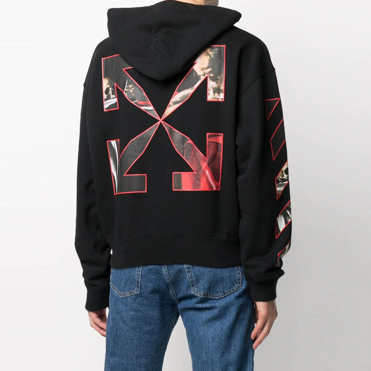Off-White SS21 Caravaggio Printing Hoodie 'Black Red' OMBB037R21FLE0021025