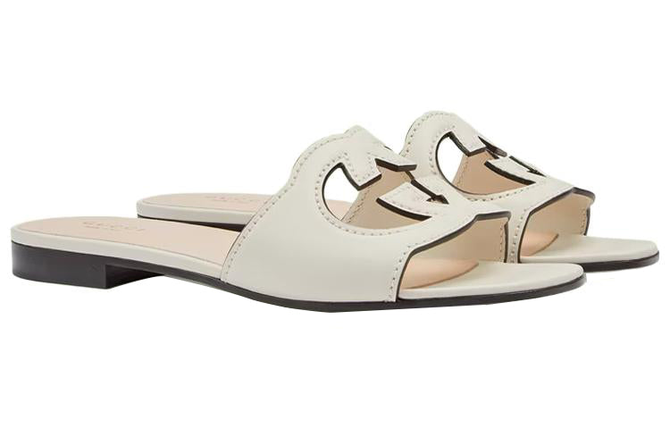 (WMNS) Gucci Interlocking G cut-out slide sandal 'White Leather' 694451-US000-9022
