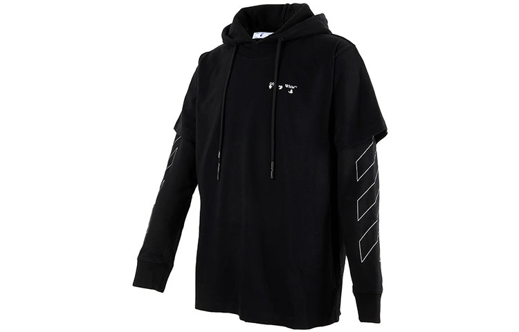 Off-White Stripe Logo Printing Sleeve Loose Fit Black OMBB051F20FLE0011001