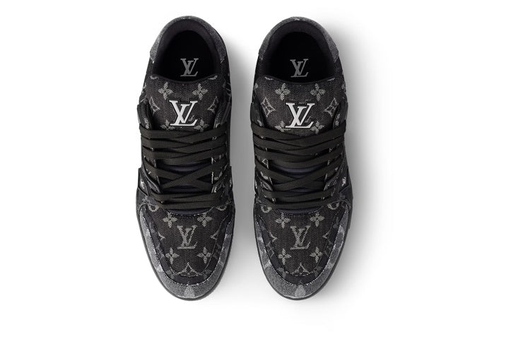 LOUIS VUITTON LV Trainer Sneakers 'Black Grey Denim Monogram' 1AC4ZB