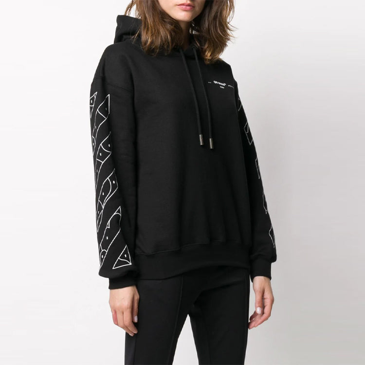 (WMNS) Off-White Pattern Printing Hoodie Loose Fit Black OWBB032S20FLE0031001
