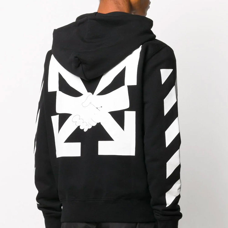 Off-White Hands Arrow Hooded Coat Men's Black OMBE001F20FLE0071001