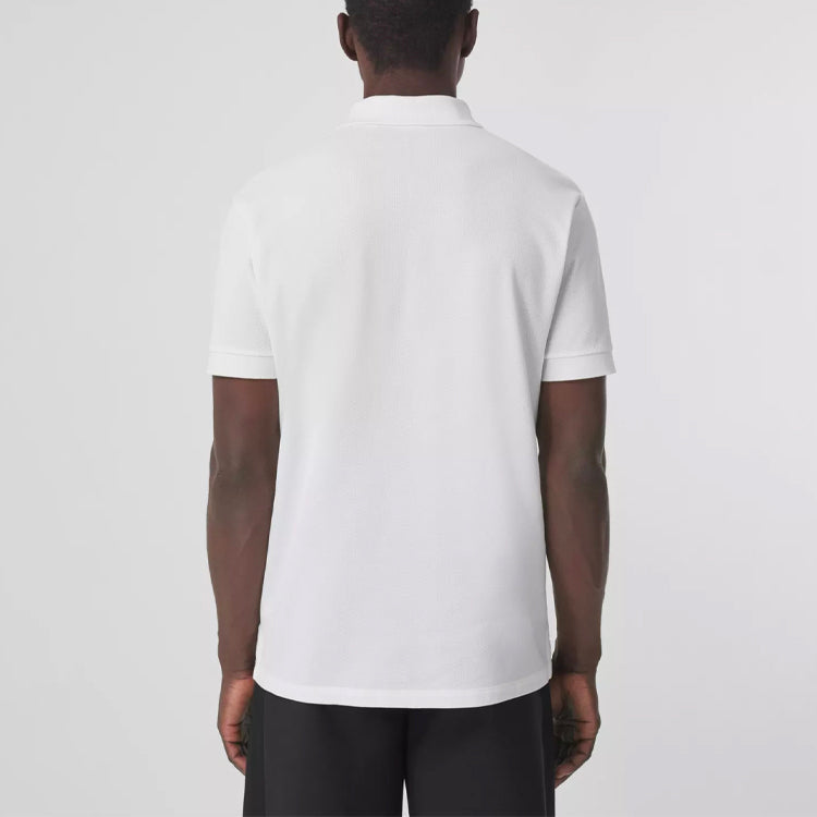 Men's Burberry SS21 Pattern Cotton Short Sleeve Polo Shirt White 80431231