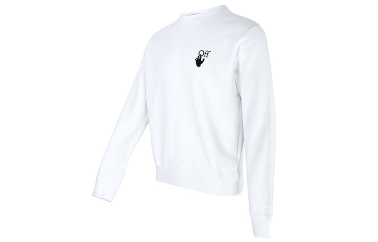 Men's Off-White FW21 Arrow Printing Pullover Round Neck Long Sleeves Loose Fit White OMBA025F21FLE0060110