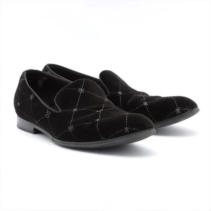 LOUIS VUITTON Auteuil Velvet Loafers 'Black with Silver Logo Lines' 1A5FXK