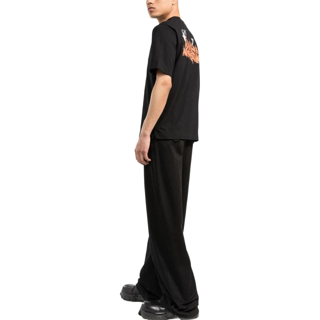 Men's Off-White SS22 Logo Alphabet Printing Short Sleeve Black T-Shirt OMAA119S22JER0061020