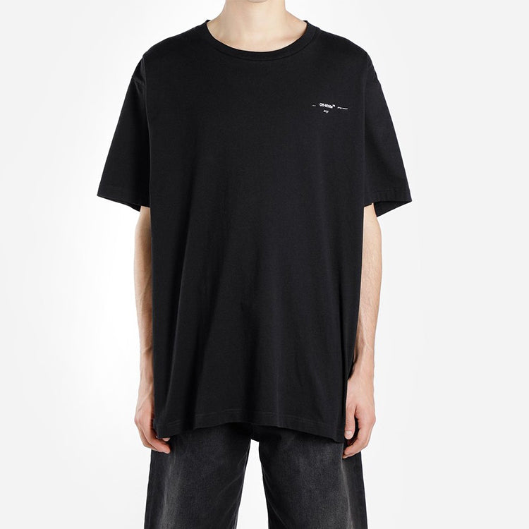 Off-White Oversize Painting Arrow Printing Cotton Round Neck Short Sleeve Loose Fit Black OMAA038R191850121088